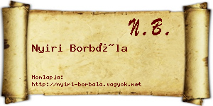 Nyiri Borbála névjegykártya