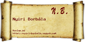 Nyiri Borbála névjegykártya